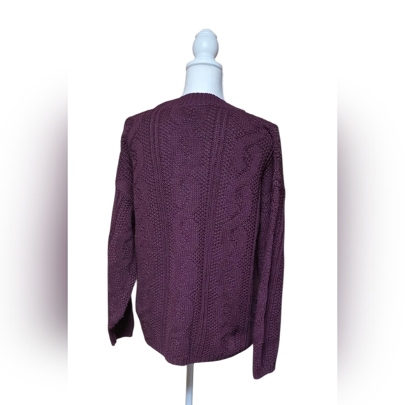 Bobbie Brooks Plum Cable Knit Sweater  Women’s Large  Cozy Winter Knit Vintage - Picture 4 of 8